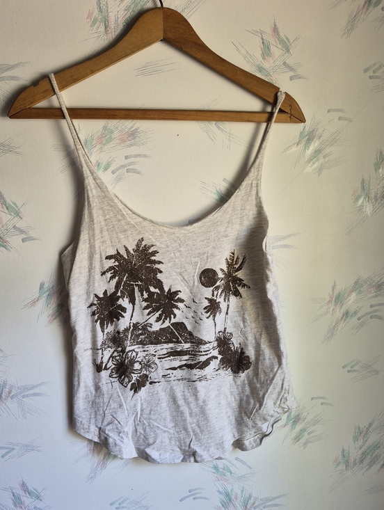 Roxy Tops - Roxy Gray Tropical Beach Tank Top DIY Small